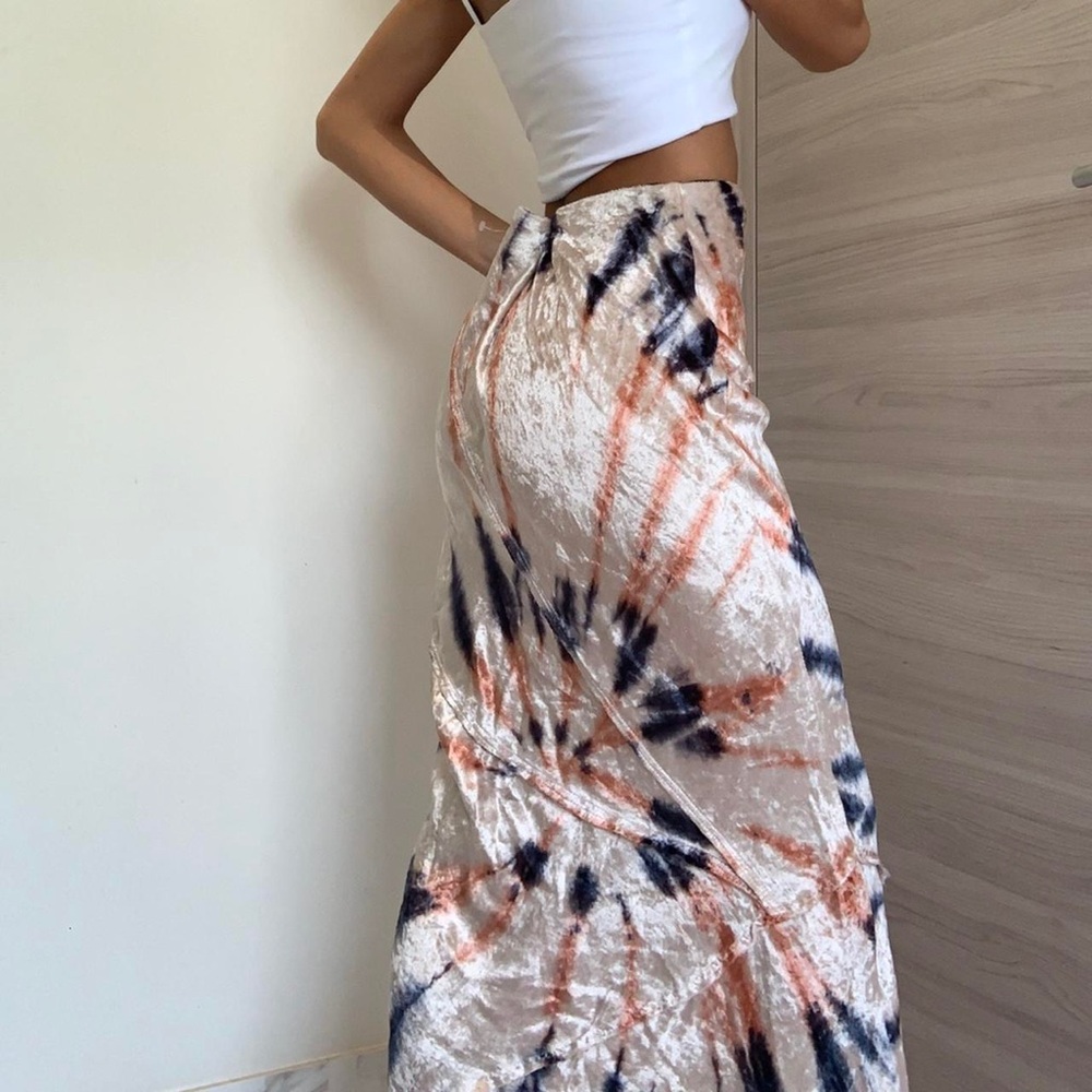 Free People Bali Serious Swagger Tie Dye Skirt Crushed Velvet! NWOT